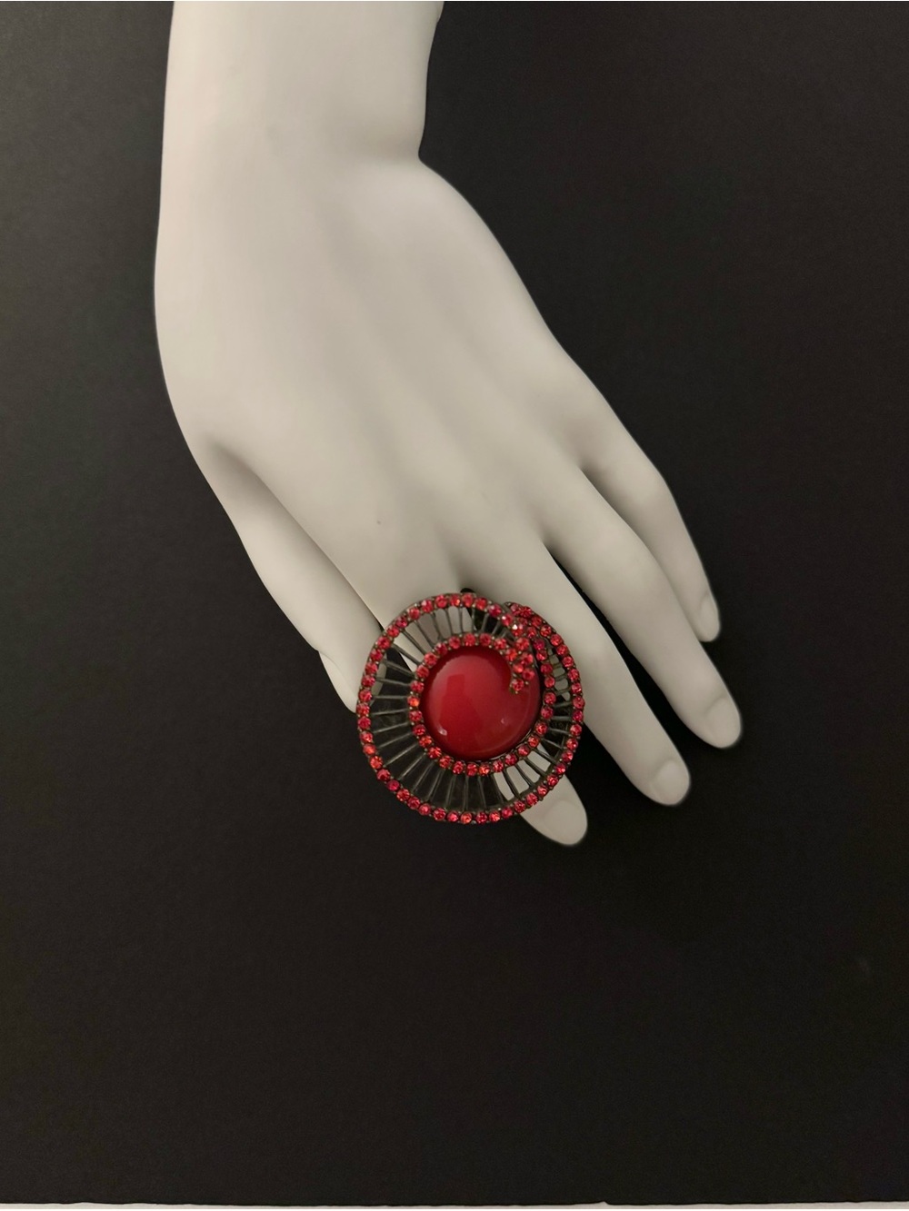 Red Statement Cocktail Ring - Bold Red Fashion Ring